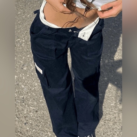 REFASHION THE FUTURE FOLD OVER WAIST Y2K STRAIGHT LEG PANTS.  New without tag. - Picture 2 of 15